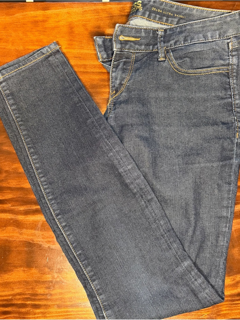 Express Zelda Ultra Skinny Jeans in Dark Blue with Contrast Stitching